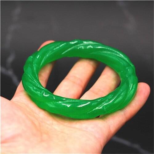 Genuine Natural Green Hand-Carved Jade Bangle Bracelet Charm Jewellery Fashion Accessories Lucky Amulet Gifts for Women Her Men