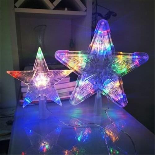 Battery Power Star Night Light Five-pointed Lamp Christmas Tree Top for Xmas Party Wedding Fairy Room Outdoor Garland Decoration