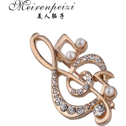 New Crystal Flower Musical Note Brooches Pin Fashion Rhinestone Wedding Jewelry Pins Large Bag Hat Brooches For Women Girl
