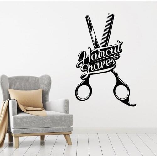 Hair clipper scissors vinyl wall decal barber shop hairdresser hair salon salon decoration art sticker mural decal MF57