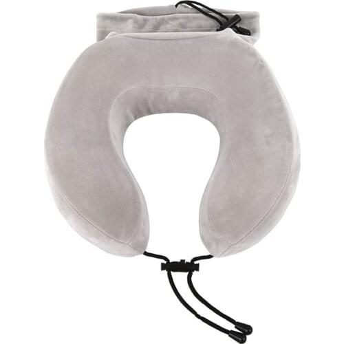Solid Color Storage Neck Pillow Slow Rebound Memory U-Shape Pillow Cervical Vertebra Protect Particles Soft Cushion подушка