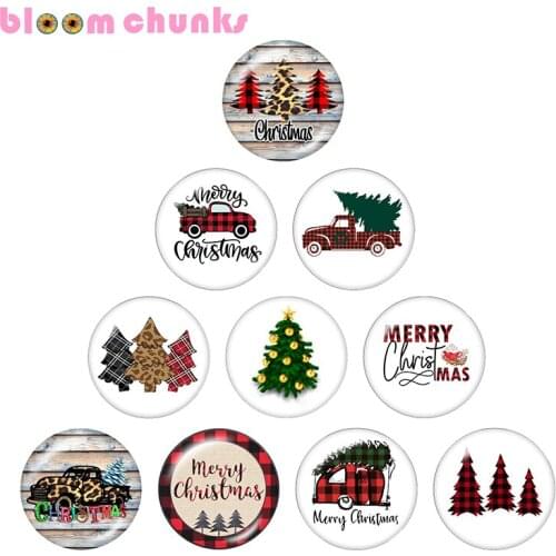 Christmas tree car 12mm/18mm/20mm/25mm Round glass cabochon flat back Making snap button B7234