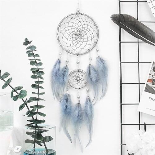 Hand Woven Double Circles Feather Dream Catcher Wall Hanging Ornaments Home Decoration Accessories Bedroom Decor Aesthetic