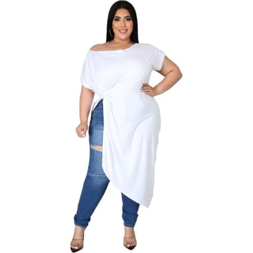 Sexy Solid Plus Size Blouse Dress Ropa Mujer Talla Grande Elegant White Short Dresses for Women Wholesale Drop Shipping