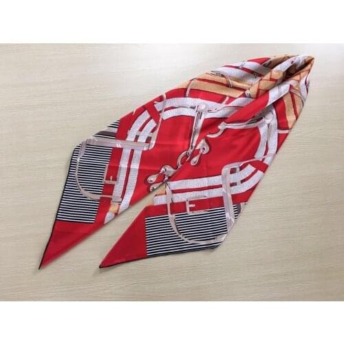 2020 new arrival spring autumn classic chain100% pure silk scarf twill hand made roll 140*140 cm shawl wrap for women lady gift