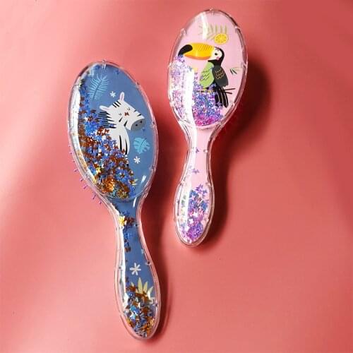 Cartoon Animal Sequins Anti-static Hair Brush Massage Comb Shower Wet Detangle Hair Brush Salon Hair Styling Tools