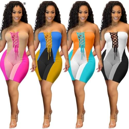 Sports Tight Combinations Traf Rompers Playsuits Summer Women Monkeys One Piece Sexy Club Outfits Bodies Combishort HM6888