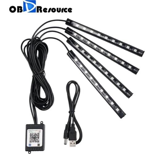 Car Led Strips Lights 36/48/72 Ambient RGB LED Lights USB 12V Auto Interior Decorative Lamp APP Wireless Remote Mode