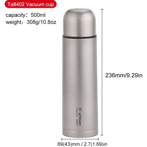 Tiartisan 500ml 16.9 oz Titanium Double wall anti - ironing outdoor heat preservation water bottle titanium cup