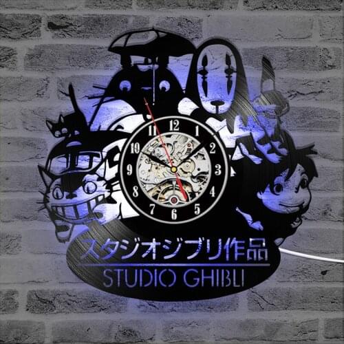 Vinyl Record LED Wall Clock with 7 Different Colors Change My Neighbor Totoro Studio Ghibli Hanging Clock Wall Watch Home Decor