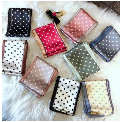 2019 New 9x98cm Women Skinny Polka Dot Scarf Long Narrow Silk Ribbon Scarfs Necktie Ladies Thin Tie Neck Scarves
