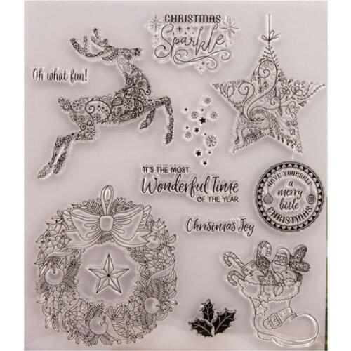 1pc Christmas Deer Transparent Clear Silicone Stamp Seal DIY Scrapbook Rubber Stamping Coloring Embossing Diary Decor Reusable