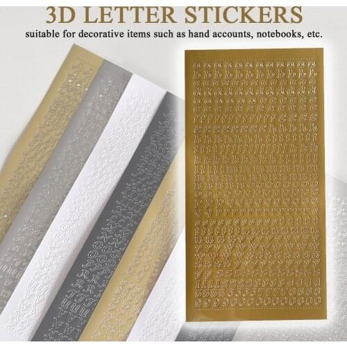 1PC Bronzing Alphabet Letters Stickers Scrapbooking DIY School Supplies Journal Stationery Album Decoration Stickers Materi U8M3