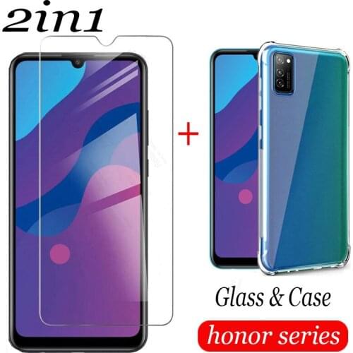 2-IN-1 case, glass for huawei honor honor 9a 9c 9s 9x Protective Glass on 9 x a c s honor9a Screen Protector honor 9 a a9a Glass
