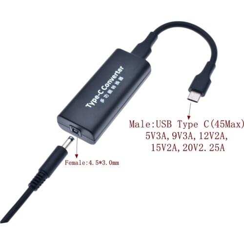 Laptop Power Jack Connector Dc Adapter Converter 4.5*3.0mm Female to USB Type C Plug for Macbook Hp Lenovo Type-C Charger