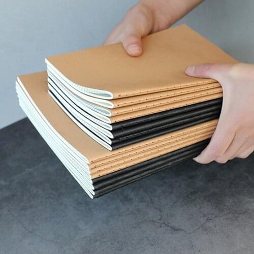 A5/B5 Notebook Journal Kraft Black Cover 80G Lined Grid Paper Diary Notepad Daily Planner Office School Supplies Stationery Gift