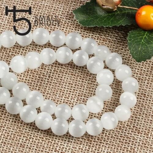 6 8 10 MM Loose Natural Cat Eye Stone Beads DIY Bracelet Necklace Accessories Smooth Round Opal Bead Wholesale S402
