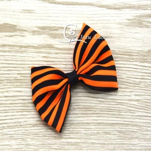 Boutique Hair Bows 20PCS/ lot - Decorative hair acessory chiffon fabric Bowknots for Halloween -orange/black striped cute bows