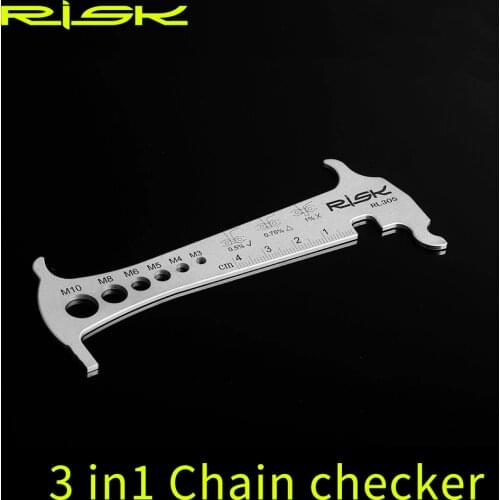 Risk RL305 3 in 1 Bike Bicycle Chain Checker Wear Indicator Chain Hook Bolt Measurement For 8 9 10 11 Speeds Stainless Steel