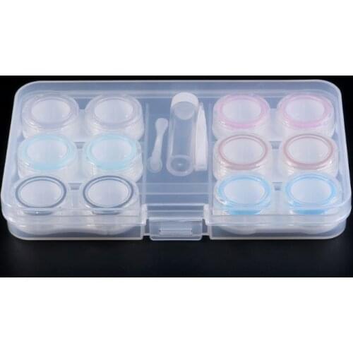 1 Set Contact Lens Case Box 6 Boxes Simple Transparent Leakproof Portable Storage Eye Care Kit Organizer Container 50JB