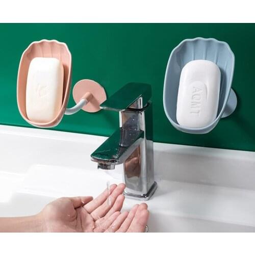 Shell Shape Soap Box Suction Cup Soap Dish Portable Shell Soap Holder Bathroom Supplies Sponge Tray Gadgets Bathroom Accessories