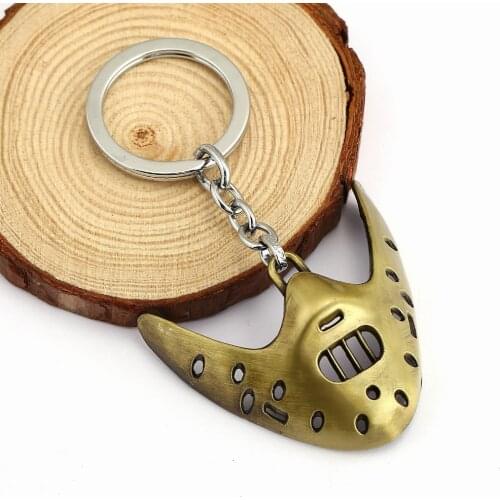 H&F Thriller Movie Theme The Silence Of The Lambs Bronze Plated Mask Pendant Keychain Key Ring Key Holder Accessory