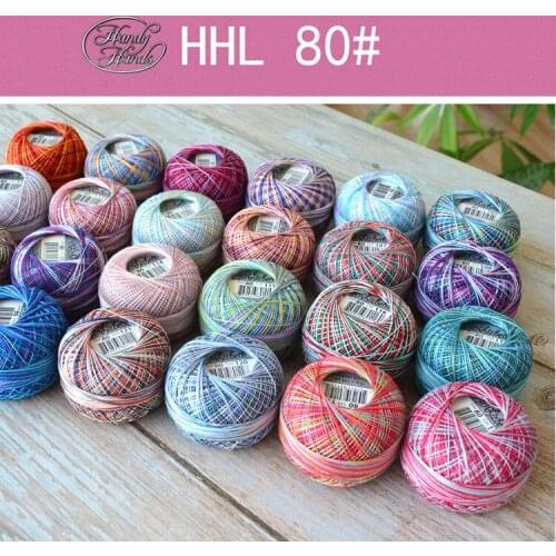 HHL cotton lace line Woven Crochet hook /Shuttle thread NO.80 dyed series 10g/roll 168meters thickness 0.2-0.3mm 100~123