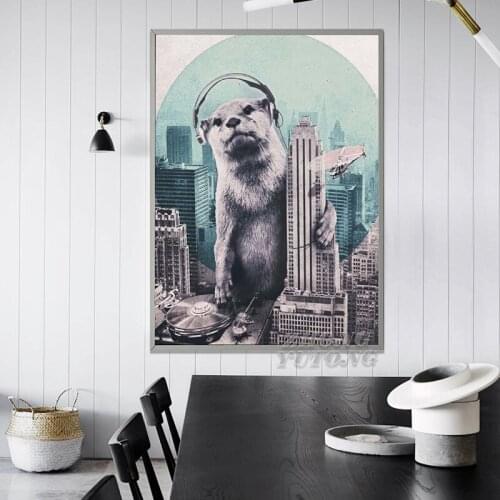 Nordic Style Canvas Modern Print Dj Otter Building Poster Home Decoration Painting Wall Art Creative Picture Living Room Modular