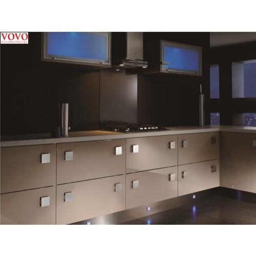 L-shaped grey lacquer kitchen cabinet