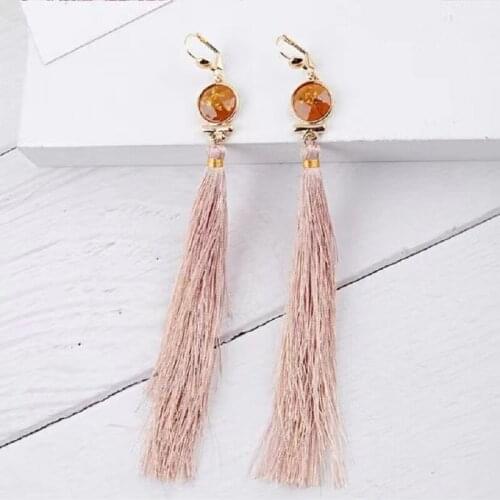 MINI temperament retro small tassel earrings national personality 100 thread ear stud earrings female face thin earrings