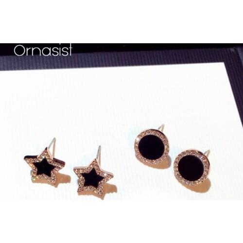 Fashion Shiny Rhinestone Star Round Stud Earrings For Women Simple Earrings Female Jewelry Gifts