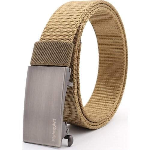 Mens Waist Belts Metal Slide Buckle Canvas Breathable Fashion Jeans Accessories Cowboy Street Concise Leisure Cinto 3.4cm Strap