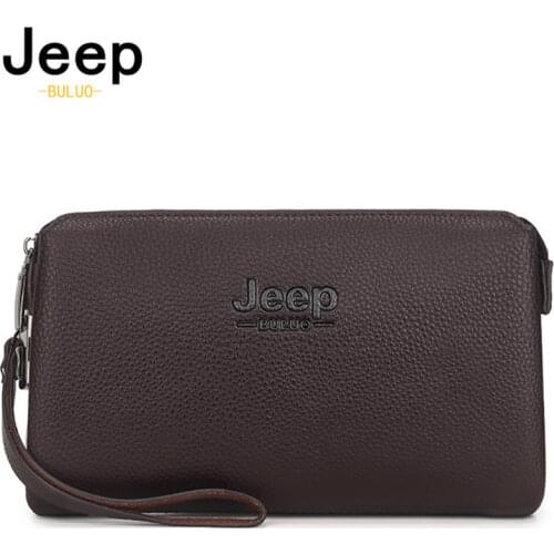 JEEP BULUO Famous Brand Male Coin Card Slots Clutches Bags Mens Handbag For Phone Pen PU Password Wallets Long Purse