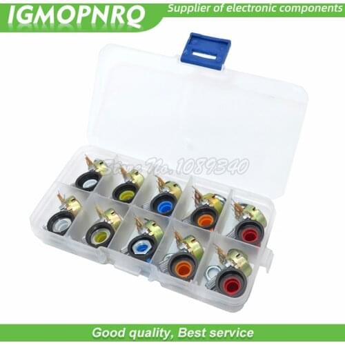 10PCS WH148 potentiometer kit B1K B2K B5K B10K B20K B50K B100K B250K ohm 3PIN 15MM Knob AG2 15x17mm EACH 1pcs IGMOPNRQ