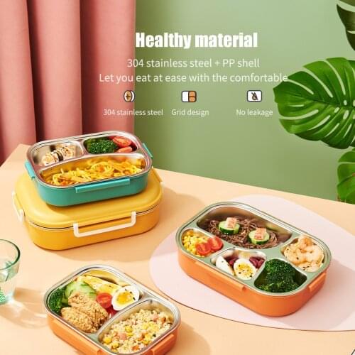 Stainless Steel Partitioned Insulated Lunch Box Female Office Worker Portable Student Lunch Box Set