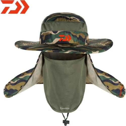New Summer Daiwa Cap Fishermans Hats for Mens Cotton Bucket Hats Fisherman Hat Outdoor Climbing Boonie Camouflage Fishing Hat