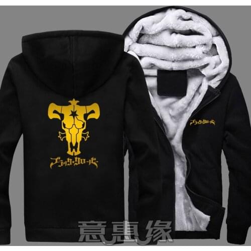 New Black Clover Hoodie Asta Anime Coat Jacket Winter Men Thick Zipper Sweatshirt