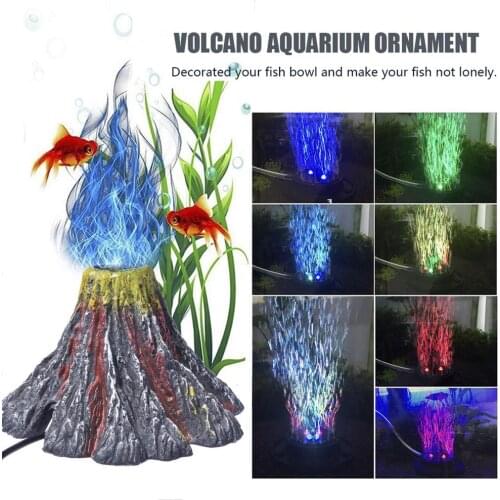 New Fish Tank Light Aquarium Lamp RGB Colorful Aquarium Volcano Lights With Air Pump Air Tube Power Adapter Fish Tank Decoration