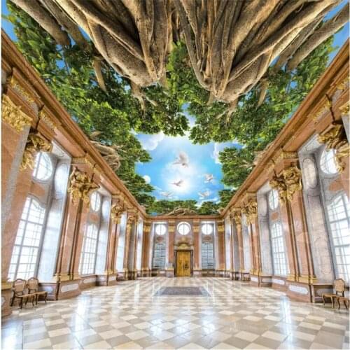 Beibehang Wallpaper custom living room bedroom mural forest sky nature zenith mural big tree original forest ceiling background