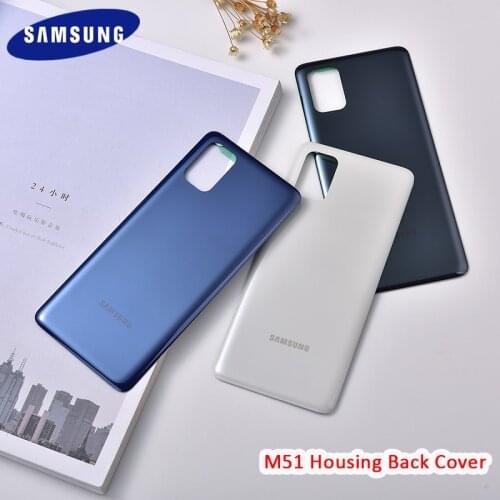 Original Battery Back Cover Samsung M51 Plastic Phone Rear Door Back Housing Case Replacement Accessories For Galaxy M 51 & Logo