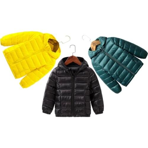 Autumn Winter Hooded Children Down Jackets For Girls Candy Color Warm Kids Down Coats For Boys Outerwear Clothes 2-8 year gift