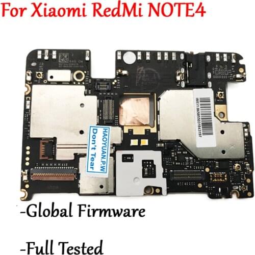 Tested Full Work Original Unlock Motherboard For Xiaomi Hongmi Redmi Note 4 Note4 Logic Circuit Electronic Plate Global Firmware