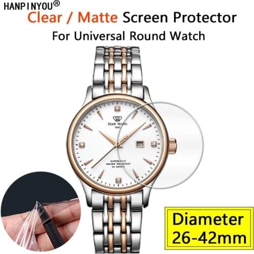 For Universal Famous Brand Round Watch 26-42mm Diameter Clear / Matte Screen Protector 32mm 37mm Soft Film -Not Tempered Glass