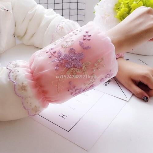 Adult Sleeves Lace Embroidery Down Jacket Ladies Short Student Anti-fouling Cute Sleeves Mesh Sleeves