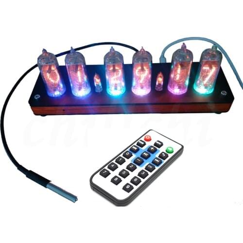 IN14 glow tube DIY clock QS18 GPS timing sandalwood shell digital tube clock