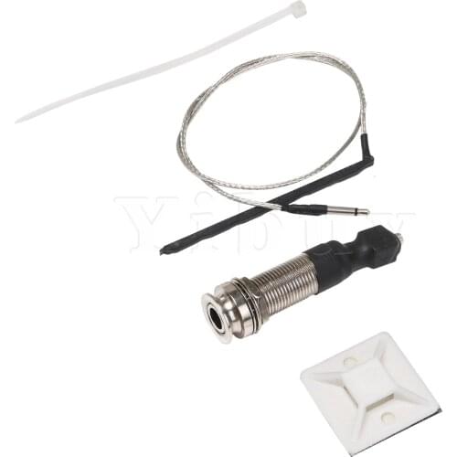 Yibuy 1/4" Silver Passive Guitar Piezo Pickup Output End Pin Jack 2.5mm Input