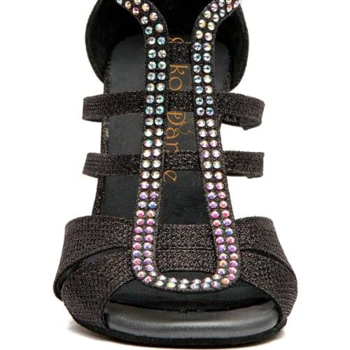 Practice 10cm Heeled Latin Shoes Women Black Glitter Crystal Latin Salsa Ballroom Dance Shoes Wpmen Wedding Party Dancing Shoes