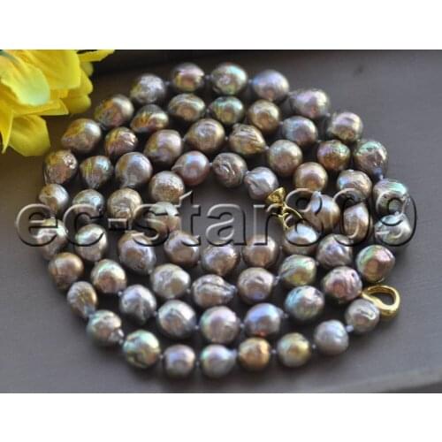 Z11157 34" 12mm Almost Round Peacock Lavender Edison KESHI Pearl Necklace Choker Women