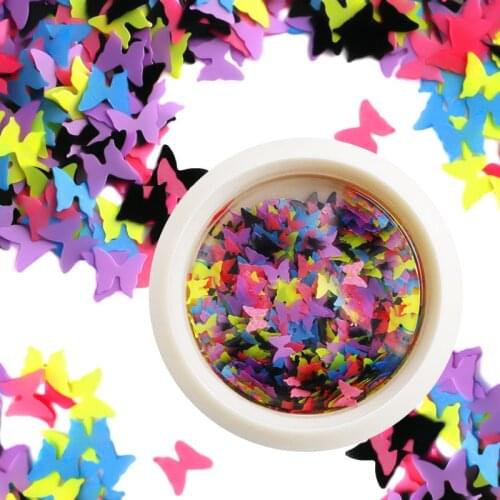 1 Box Nail Sequins Butterfly Design 3D Glitter Colorful Nail Flakes Holographics Palliette Spangle Decoration Nail Art Sticker