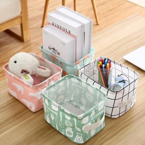 1PC Home Products Portable Desktop Cotton And Linen Storage Basket Toy Storage Basket